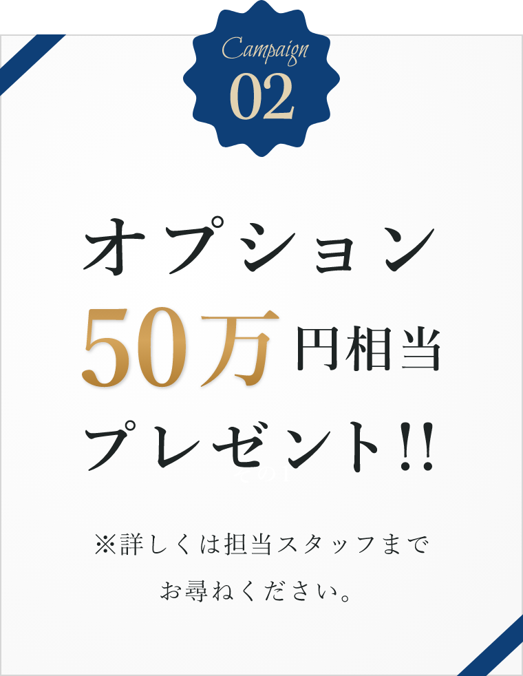 オプション50万円相当プレゼント