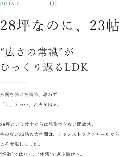 28坪なのに、23帖